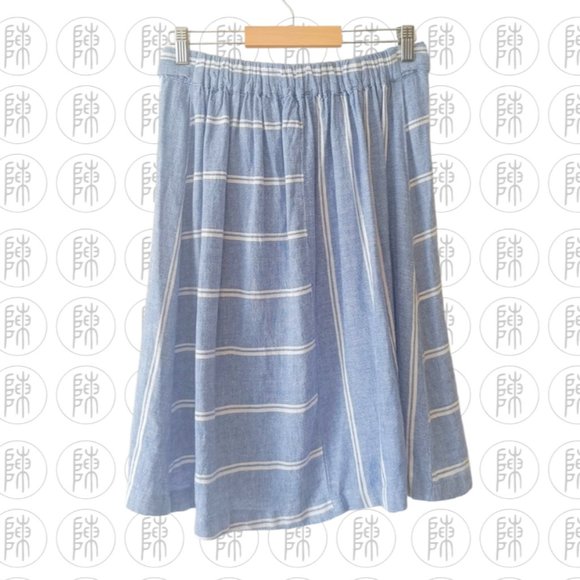 Blue And White Stripe George A Line Skirt - Picture 2 of 3